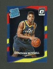 2017-18 Donruss Optic Donovan Mitchell Red Yellow Prizm Rated Rookie Card #188. rookie card picture