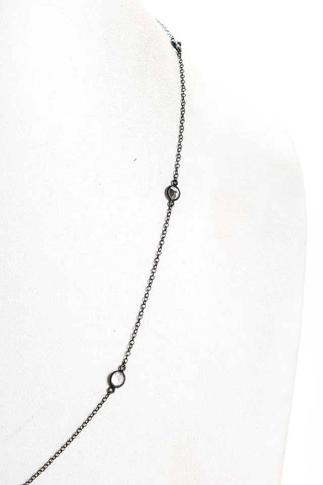 Collar tenis topacio eslabón cadena plata esterlina 925 rarezas blanco 24 pulgadas 3,3 g Foto 2 de 4