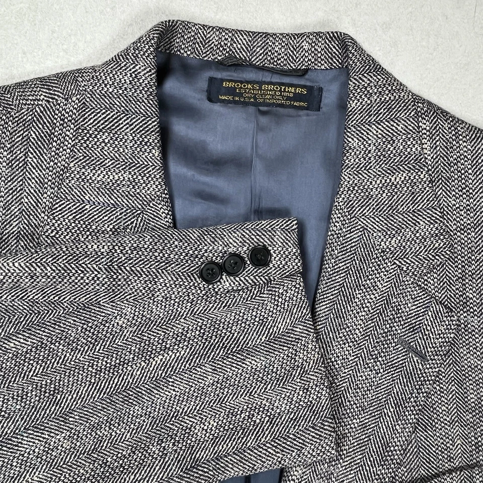 Blazer Brooks Brothers Hombre Tweed Lana Seda Mezcla Lino Talla 44R Luxury Academia Foto 2 de 4