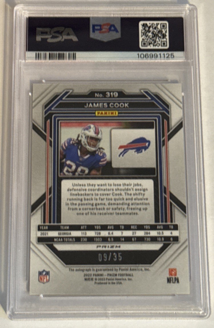 2022 Panini Prizm - Rookies James Cook #319 Red Shimmer Prizm