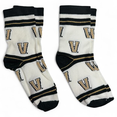 NCAA Vanderbilt College Kids Football Fan Socks Shoe Size 9-11 Age 3-5 - 2 Pairs