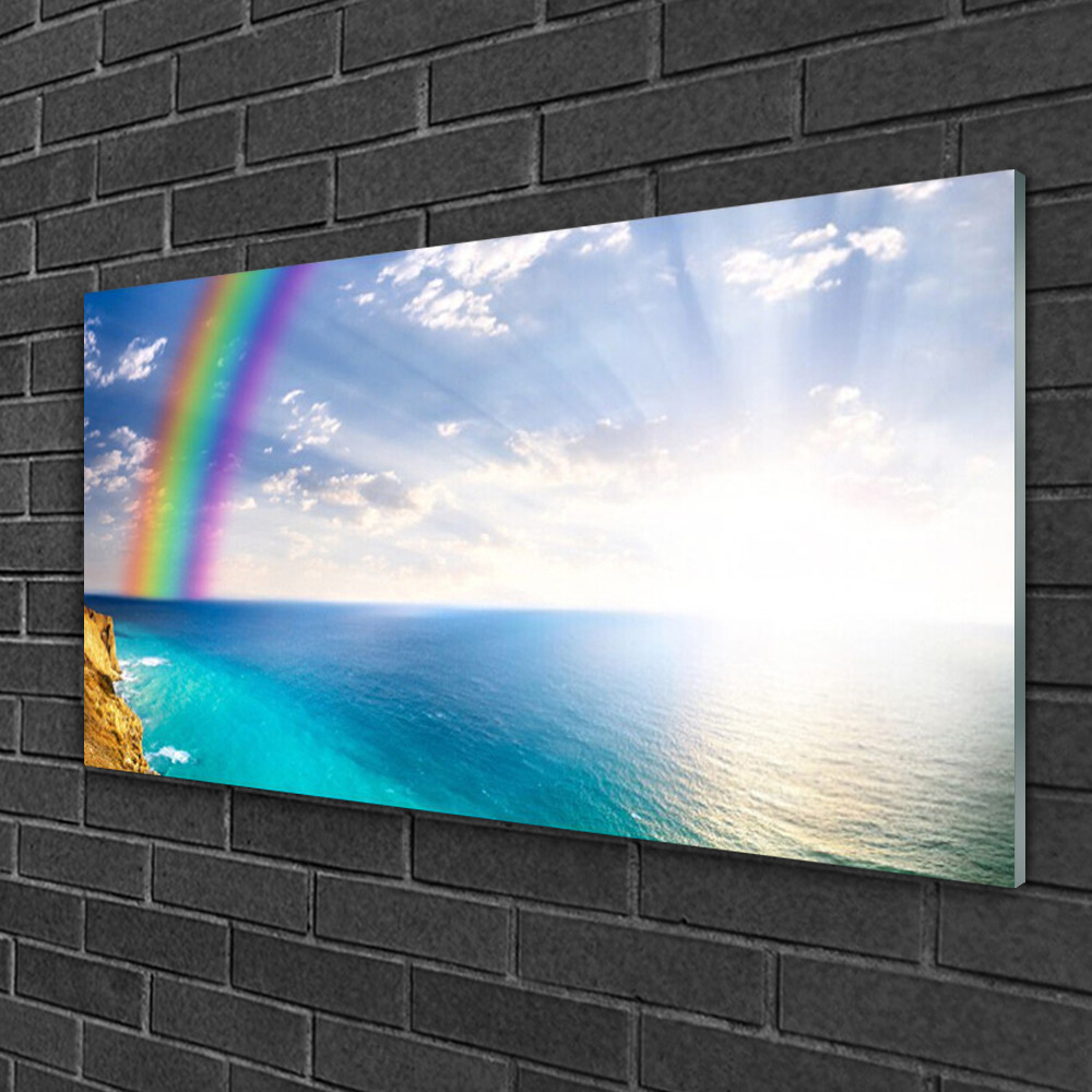 Impression sur verre 100x50 Arc En Ciel Tulup lavable et résistante à l'humidité