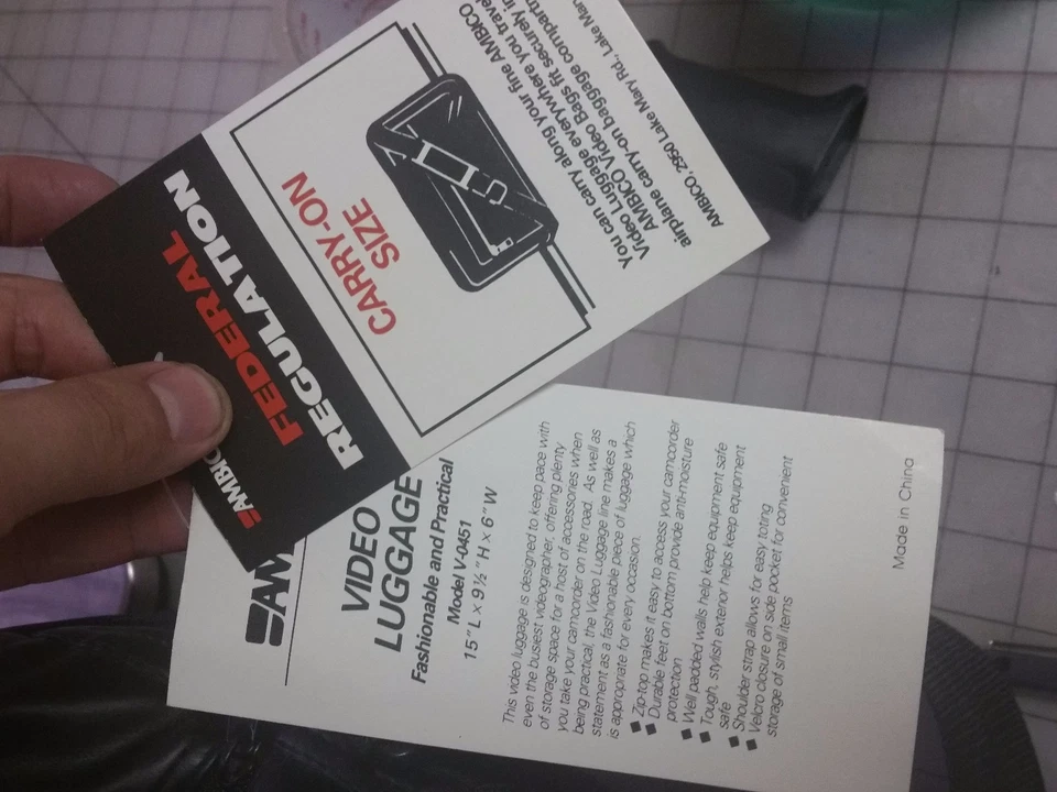 Ambico Padded Video Bag Federal Regulation Carry On Luggage 15"x9.5"x6" - Image 2 of 4