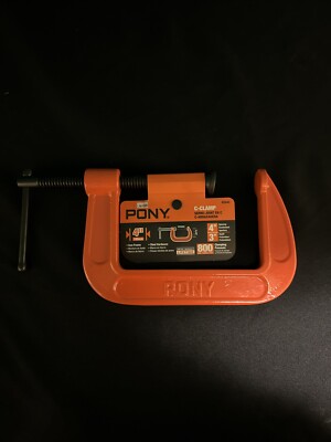 Pony Jorgensen 2640 4-Inch C-Clamp – Orange, 3" Throat Depth, 1,200 Lb Capacity, Ideal For Woodworking & DIY