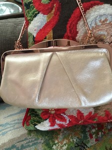 gold leather evening bag