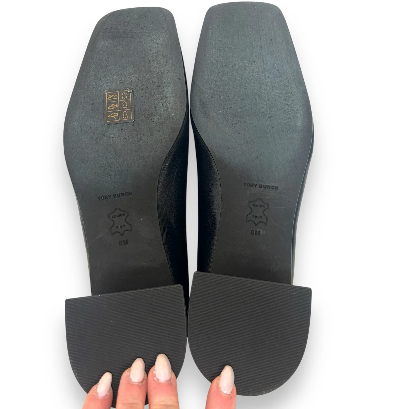 TORY BURCH GEORGIA DÉCOLLETÉ PUNTA QUADRATA IN PELLE NERE PERFETTE TAGLIA 8