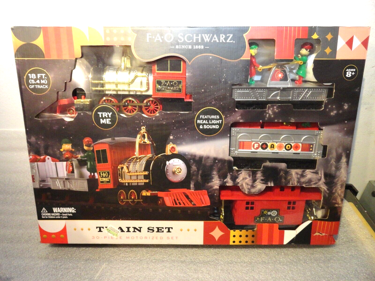 FAO Schwarz 30-Piece Motorized Classic Train Set 18ft Track NEW IN