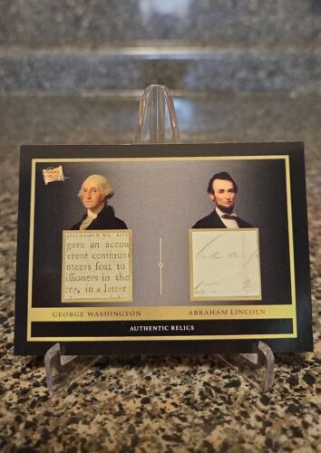 Abraham Lincoln Handwritten Authentic Dual Relic Card ft. George Washington 2024 - Afbeelding 1 van 5