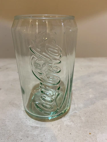 Vintage Coca Cola Collectible Can-Shaped Drinking  Glass Green Tint Set of 6