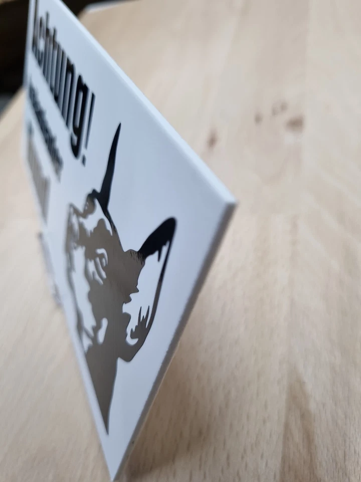 Achtung freilaufender Hund Schild Schilder PVC Hartschaum Hof Weiss Bewachung - Bild 4 von 4