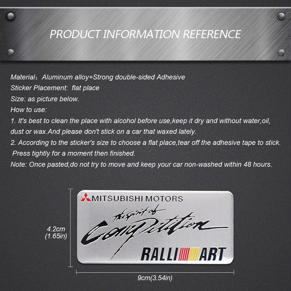Emblema insignia Ralliart The Spirit of Competition para Mitsubishi EVO Lancer FTO GT Foto 2 de 2