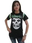 Misfits Skull Psychobilly Horror Hockey T-Shirt Women Jersey Black Cotton Bunny