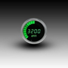 Led Digital Bargraph Memory Tachometer - Chrome Bezel - Green