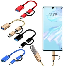 2 In1 Type C Micro USB Male To USB Female OTG Adapter Converter Cable