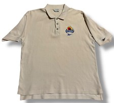Vintage Reebok Golf Men  s Polo Beige Logo 90  s Pop Warner Sz Small Short Sleeve