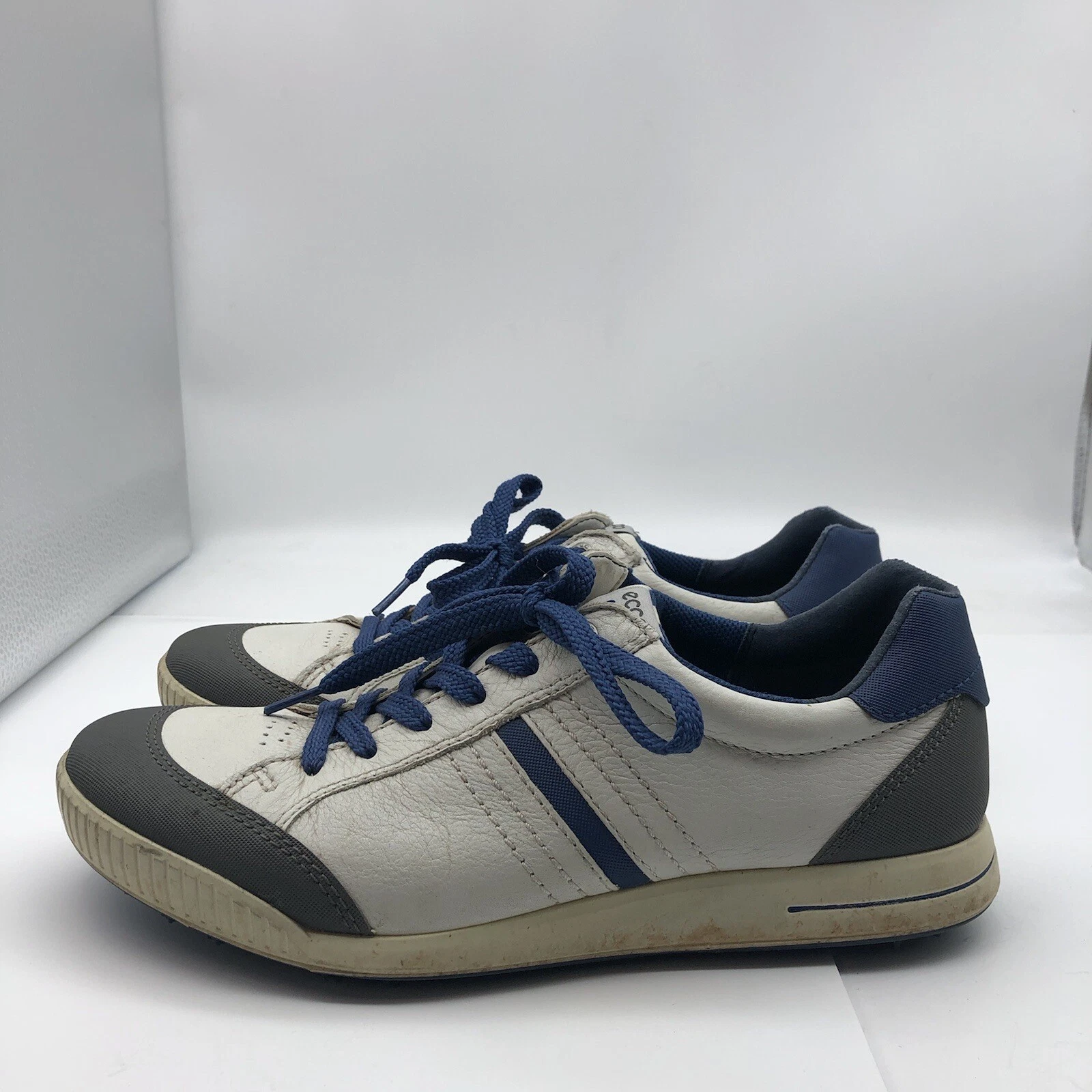 Scarpe Ecco Street Retro 42 uomo taglia 8 8 5 bianco blu senza punte golf tacchetti sneakers