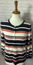 Ann Taylor Factory Striped Button-Up Cardigan Sweater Long Sleeve Size Medium