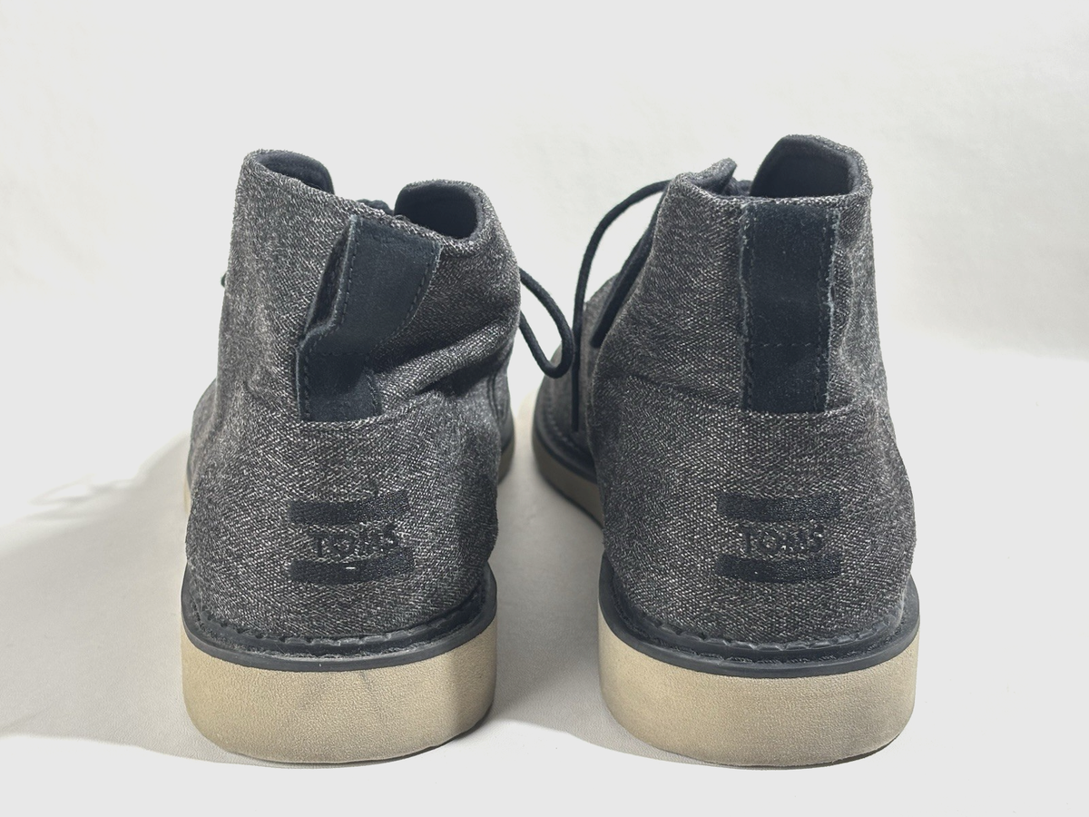 Toms Mateo Chukka Boots Mens US 13 Charcoal Herringbone 