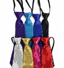 Boys Teen Kids Zip Sequin Neck Tie Dance Party Wedding School Clown Costume Ties