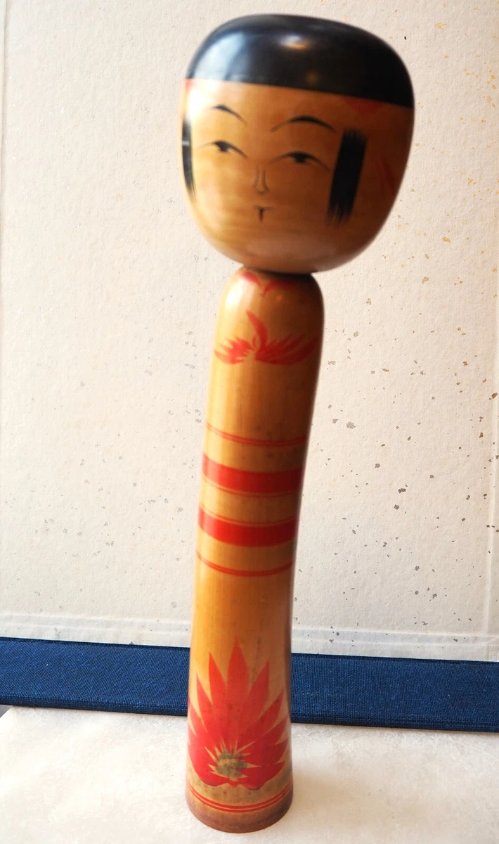 Ancienne Poupée Kokeshi Artisanale De Yamagata - Bois Sculpté Et Peint Main - Années 1920