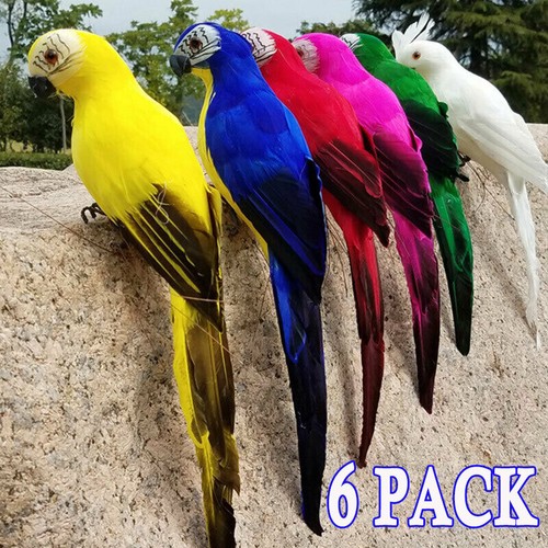 25CM 6PC Artificial Parrot Simulation Fake Birds Home Garden Yards Lawn Decors - Bild 1 von 12