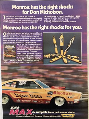 1975 Monroe Max Shocks Print Ad Monroe Dyno Don Nicholson
