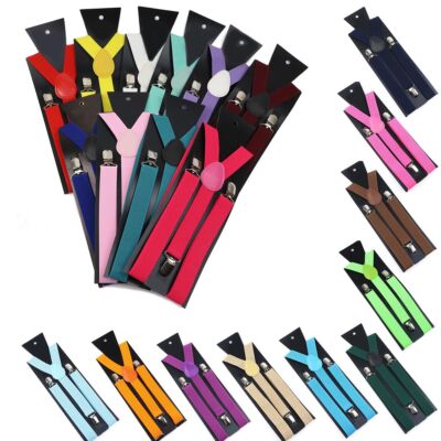 Extra starke Y - Hosenträger Herren Damen Krallenclips 3 Clips Hosen 8 Farben