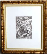 Fine Nautical Ship W/ Godness Etching On Paper by Bruno D’Arcevia (b 1946) Italy