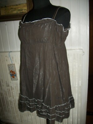 Robe Courte Cop Copine Bretelles Marron Taille 2 - Coton Satiné, Occasion Très Bon état, Style Empire