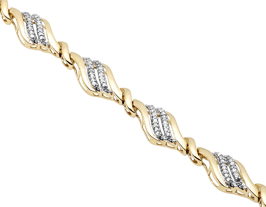 Brazalete personalizado de diseño retorcido de diamantes reales de oro amarillo de 10 quilates para dama 0,65 quilates 7 mm Foto 4 de 4