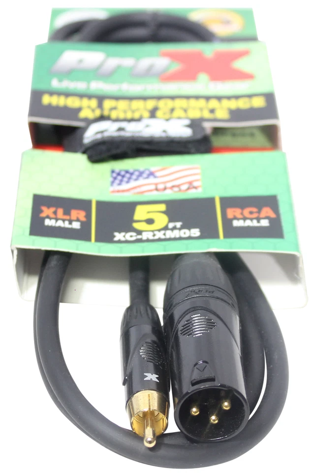 5 FT XLR3M TO RCA UNBALANCED PROX HIGH PERFORMANCE MIC CABLE XC-RXM05 Pro DJ - Image 2 of 4