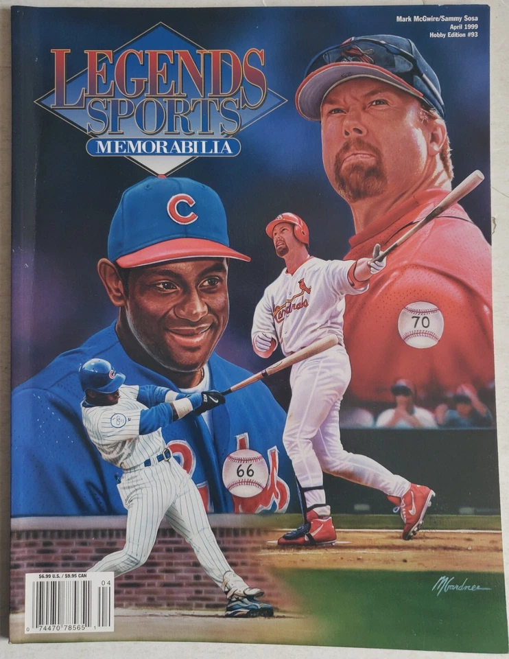 April 1999 Sammy Sosa Mark McGwire Legends Sports Memorabilia Magazine Cards Ali - Image 2 of 4