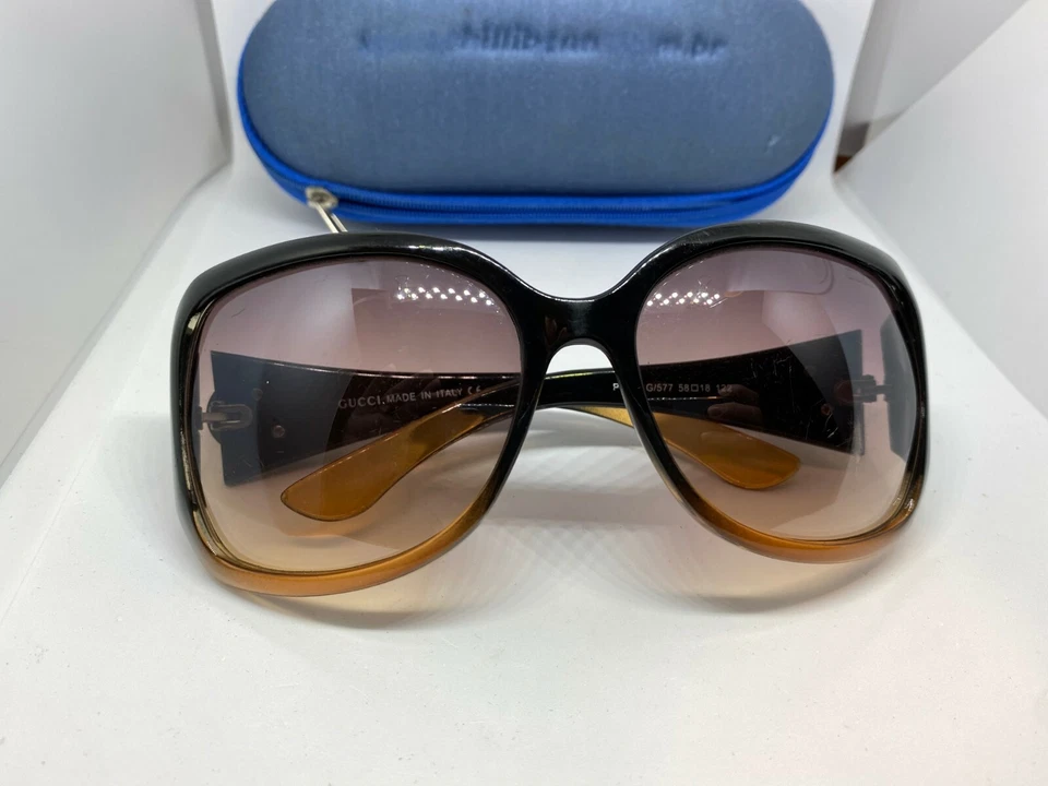 Vintage 90s GUCCI Tortoise Brown Sunglasses 58-18-122 p1007 g/577 Italy - Image 2 of 4