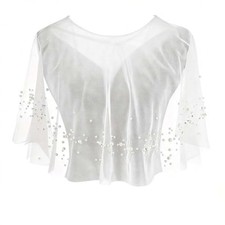 17.1x34.3 Inch Pearl Shawl Wrap Shrug White Wedding Cape Wrap Pearl