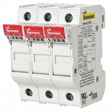 Eaton Bussmann Finger Safe Fuse Block 3 Pole 30A 600V AC DC DIN Rail Mount CHM