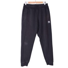 Adidas Originals Trefoil Essential Joggers Mens M Black Relaxed Fit Zip Pockets