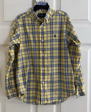 Polo Ralph Lauren Boy's Long Sleeve Plaid Poplin Button Up Shirt SZ 7