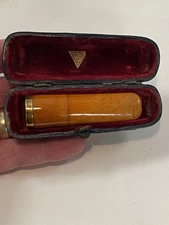 Antique Amber Cigar Holder W/14K Gold Tip & Original Case