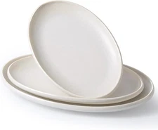Ceramic Large Serving Platters- Set of 3 Oval Platters for Entertaining. Kitchen