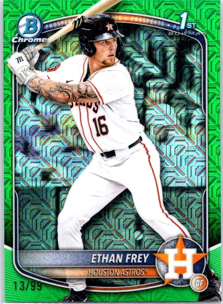 2025 Bowman Draft #BDC-67 Ethan Frey Chrome Green Mojo Refractor #/99