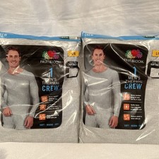2- Fruit of the Loom Thermal Top Shirt Base Layer Long John Gray Waffle Men's L