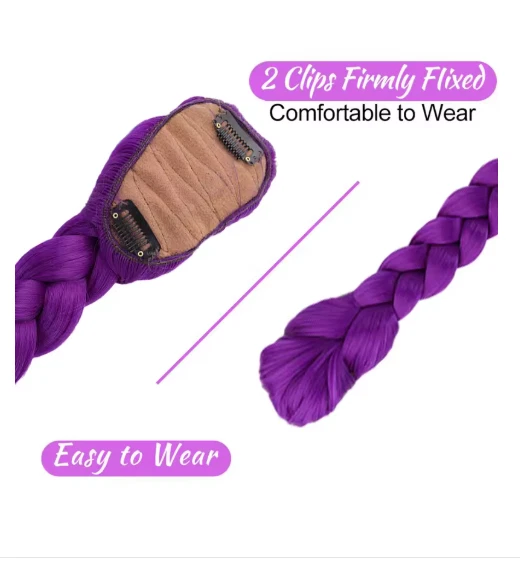 Фиолетовый плетеный хвост Rumi костюм 26» синтетическая заколка для волос для детей - Изображение 3 из 4