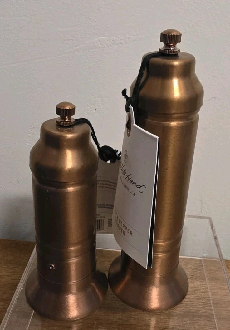 Pair Hearth & Hand With Magnolia Salt & Pepper Copper Finish Crank Grinder NEW