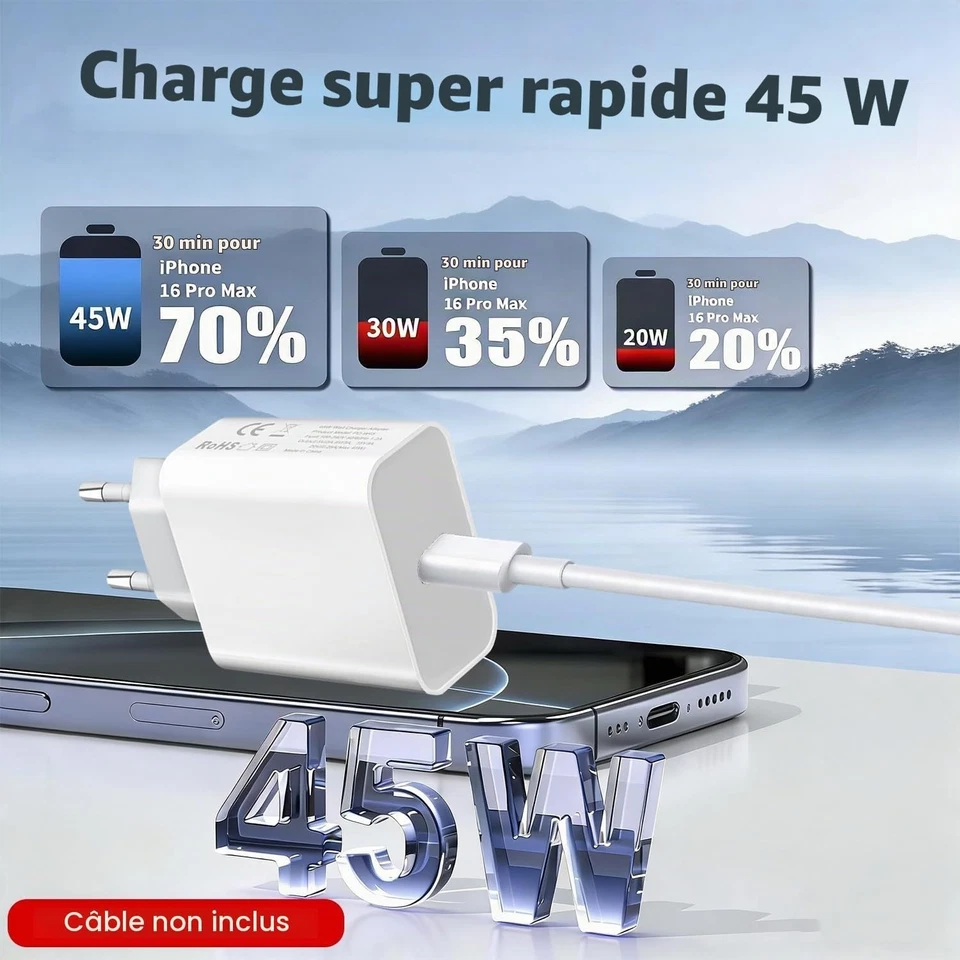 Chargeur secteur USB-C 45 W Samsung Galaxy MZbestplug - Photo 3/4