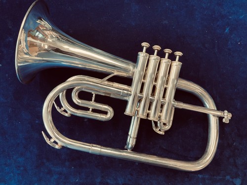 Vintage YORK FLUGELHORN - 4 VALVE in SILVER PLATE - SHIPS FREE