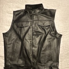Mens Leather Biker Vest Size Medium Armor Plate W Multi Pocketsconceal Carry Mens Leather Biker Vest Size Medium Armor Plate W Multi Pocketsconceal Carry