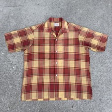 Vintage 50s 60s Penneys Townscraft Plaid Penn Prest Shirt Sz L Loop Collar