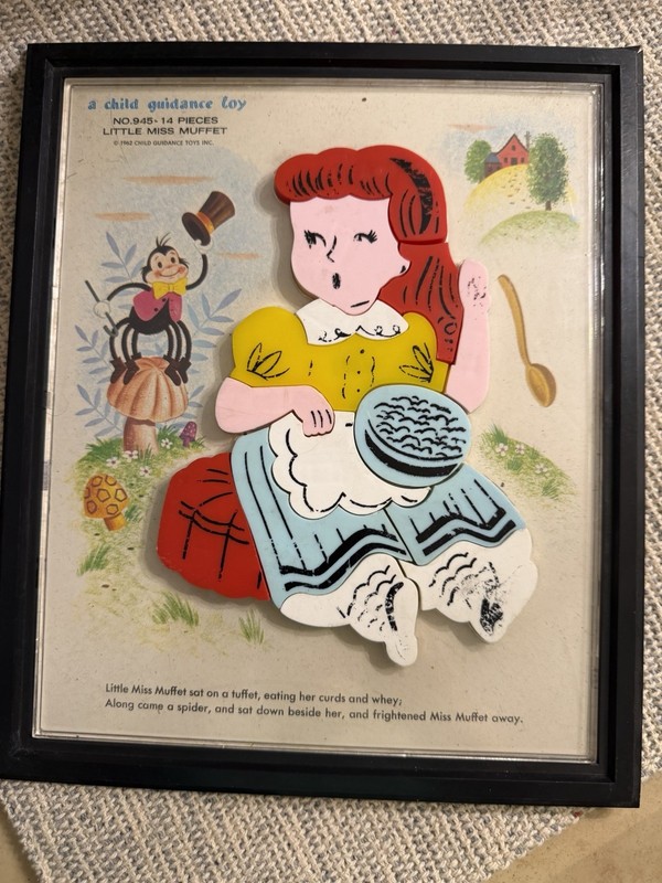 Vintage 1962 Child Guidance Little Miss Muffet Magnetic Puzzle Complete