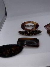 Vintage Tortoiseshell Hair 9 Barrette, Comb Lot France , Anne Klein For Rivera