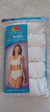 Fruit of the Loom 5 Pack Women's Brief Panties 100 Cotton White 8 XL Label Free